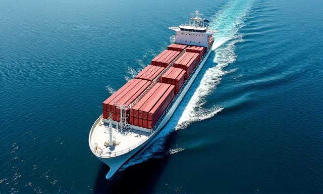 Großes Containerschiff auf offener See